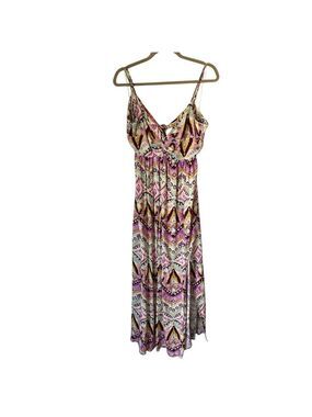 NWT Rewind Purple Cream Knot Front Open Back V Neck Naxi Dress Size Large